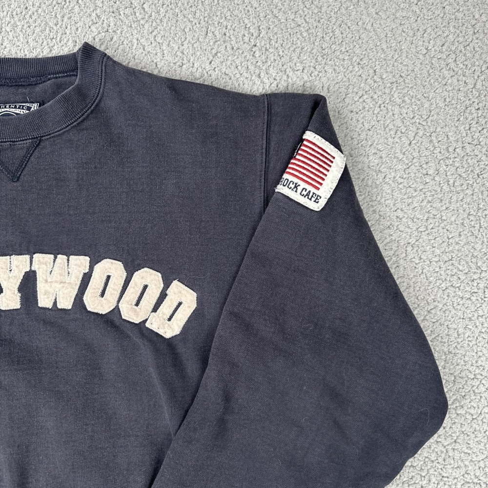 VTG Hard Rock Cafe Hollywood Crewneck Sweatshirt Men Large Flag Embroidery - Picture 7 of 16